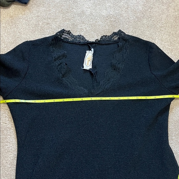 Vintage Pat Richards Lace Trimmed Dress Medium Large Black Union Made! - Picture 9 of 11